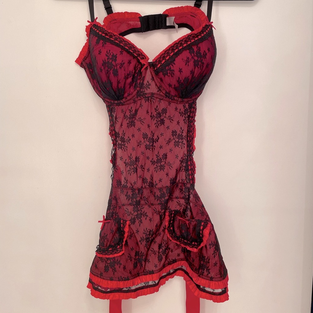 Red and black lingerie 36D Victoria Secret